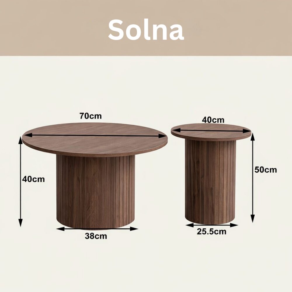 Solna Sofabordssæt – Skandinavisk Design, Naturlig Finish - Billede 3