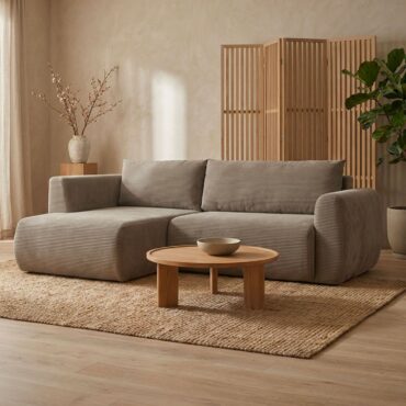 Arendal Hjørnesofa – Venstre Vendt – 4 Personer – Lys Taupe Corduroy