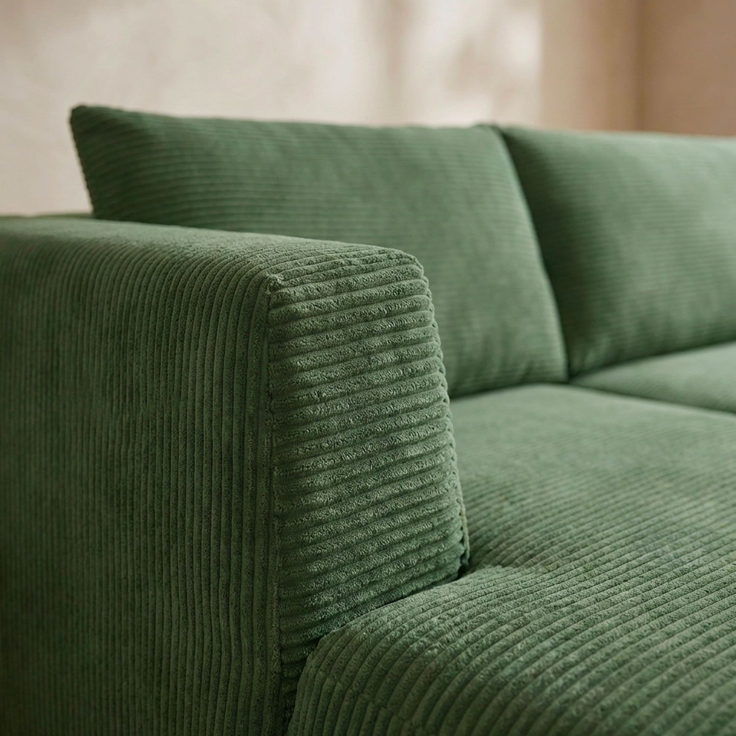 Arendal Hjørnesofa – Venstre Vendt – 4 Personer – Grøn Kordfløjl - Billede 5