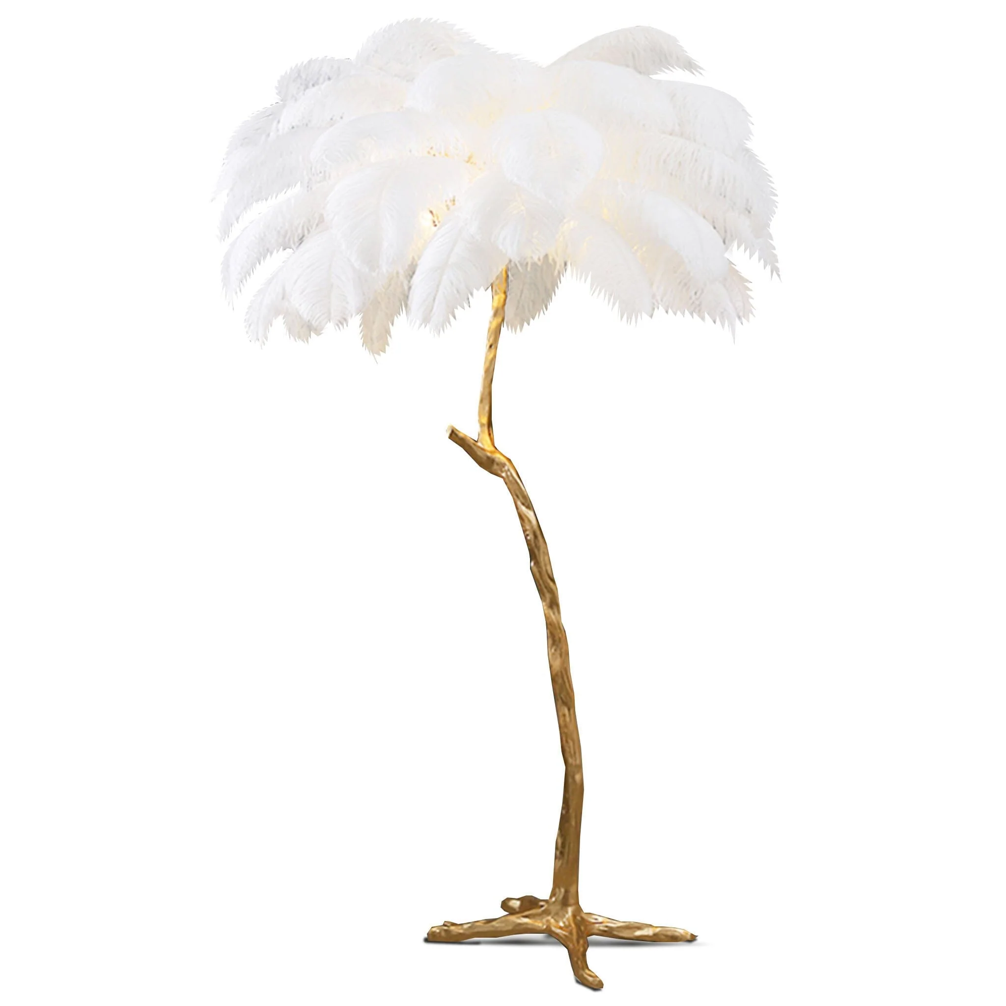 Amèlie Gulvlampe 170 cm – Fjerlampe med Kobberfod - Billede 8