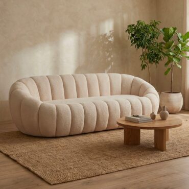 Horsens 3-personers Sofa – Skallsdesign, Creme Bouclé Stof