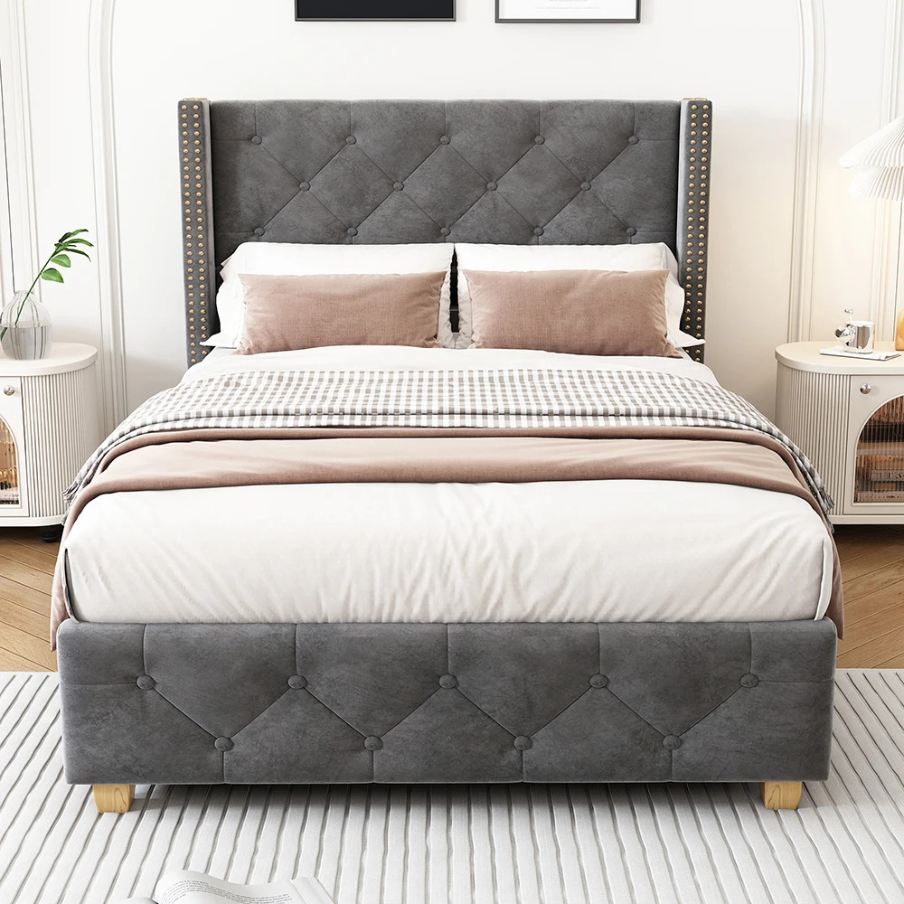 Odense Enkelseng 90x200 cm – Velvet med Robust Rammem - Billede 5