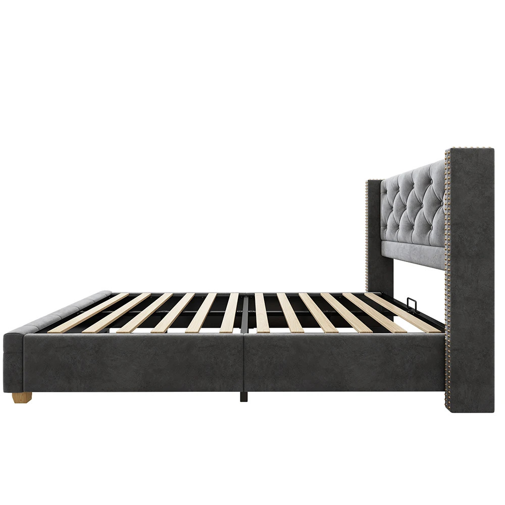 Odense Enkelseng 90x200 cm – Velvet med Robust Rammem - Billede 3