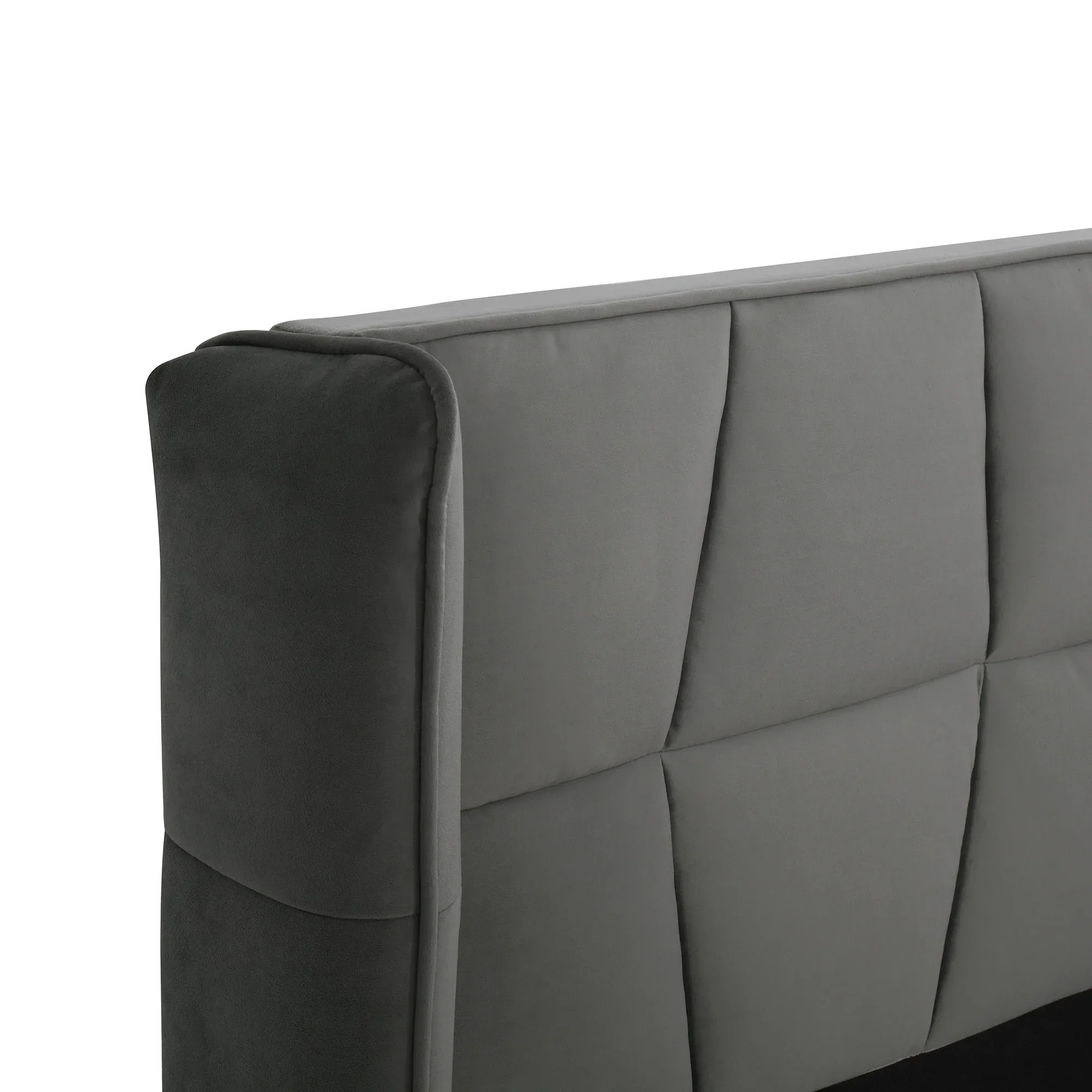 Herning Dobbeltseng 180x200 cm – Grå Velour med Polstret Hovedgærde - Billede 3